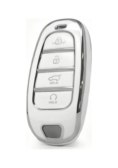 Gma Keys Hyundai 2021-22 Yeni Tucson Santa Fe Nano Anahtar Kılıfı Beyaz Gümüş Silver Renk