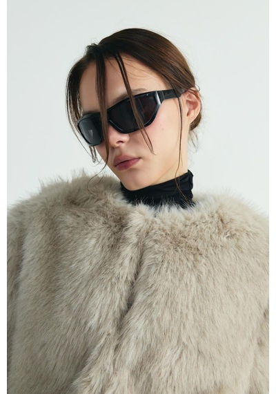 Suud Collection Gri Lexi Suni Kürk Ceket