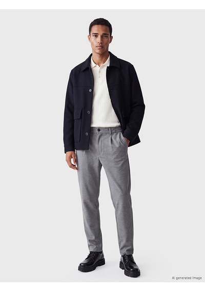 Lcw Vision Lacivert Regular Fit Gömlek Yaka Erkek Kaşe Mont