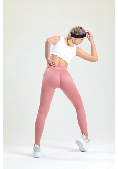 Gymhams Kalçası Büzgülü Kalça Şekillendirici Push Up Yüksek Bel Toparlayıcı Pembe