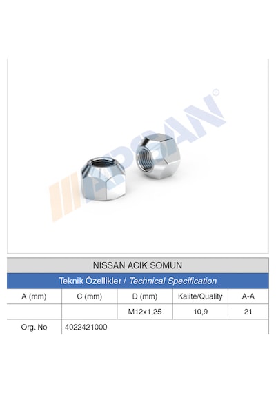 20 Adet Nissan Açık Somun