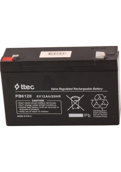 Ttec 6 Volt 12amper 6v/12ah/20hr Kuru Tip Bakımsız Akü 2024 Üretim