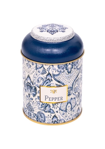 Azulejos Pepper Desenli Yuvarlak Metal Kutu, 9 X 11 Cm, 0.6 Lt