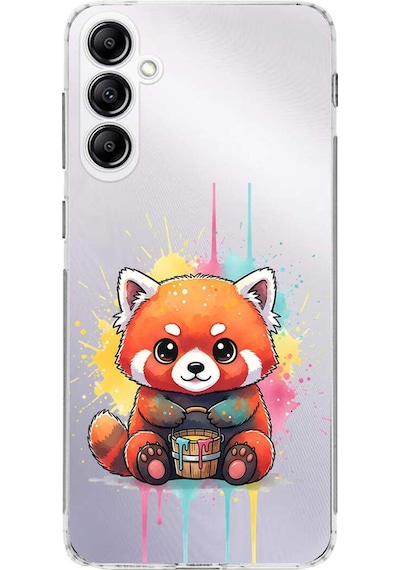 Samsung Galaxy A14 İle Uyumlu Splash Tilki Tasarımlı Şeffaf Silikon Kılıf Şeffaf