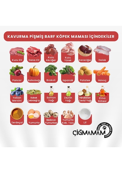 Kavurma Pişmiş Barf Köpek Maması 20 Kg - 1000 G X 20