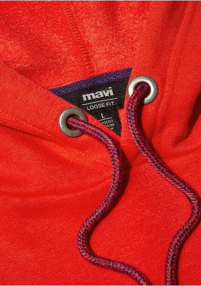 Mavi - Mavi Logo Nakışlı Kapüşonlu Kırmızı Sweatshirt 065809-70481 Kırmızı