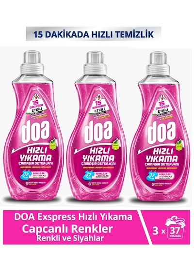 Doa Express Hızlı Yıkama Canlı Renkler Renkli Ve Siyahlar Sıvı Çamaşır Deterjanı 1480 Ml X 3 Adet