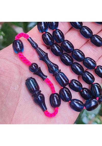 9x11 Mm Şeffaf Delim Lacivert Katalin Tesbih - Ergin Baran Necef