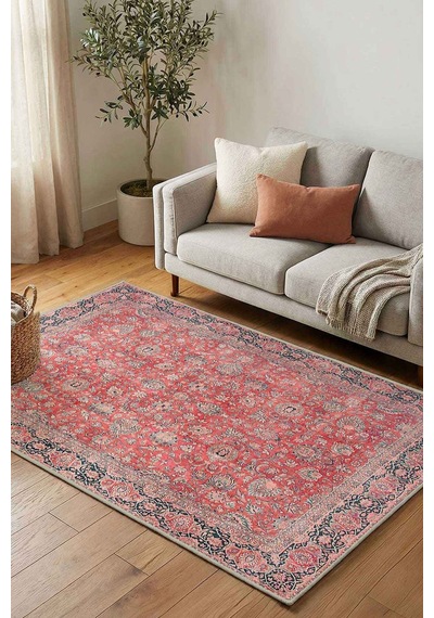 Yıkanabilir Kaymaz Taban Dijital Baskılı Halı Ve Yolluk Leke Tutmaz Salon & Mutfak Halısı - 0168 Somon