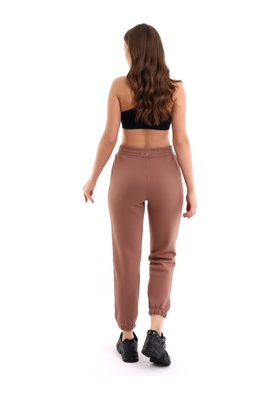 Winmoda34 Kadın Üç İplik İçi Şardonlu Polarlı Eşofman Altı Jogger Rahat Kalıp Bej