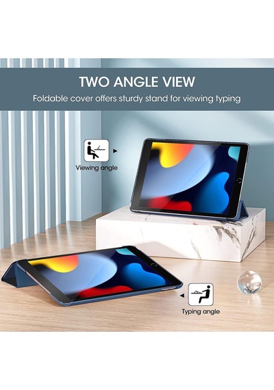 Apple Uyumlu iPad  5. 6. Nesil 2017 2018 9.7" Inc Kılıf Smart Cover Katlanabilir Standlı Akıllı Kapak Lacivert