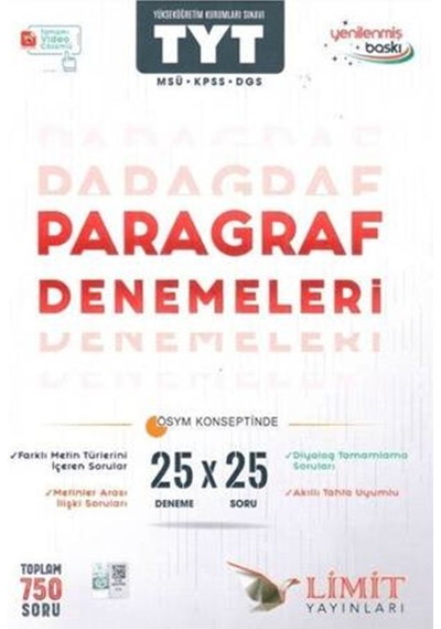 Limit 2024 - 2025 Müfredat Yeni Nesil Tyt Paragraf Denemleri