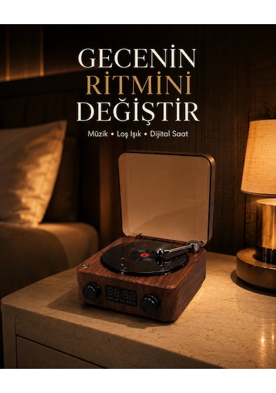 Mey İthalat Gece Lambası Bluetooth Hoparlör Dijital Saat Çok Fonksiyonlu Su Dalgası Işıklı Renkli