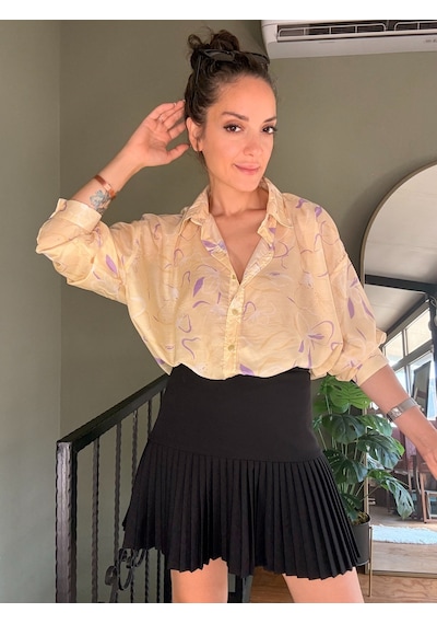 Ali Butik Sarı Desenli Rahat Kalıp Gömlek