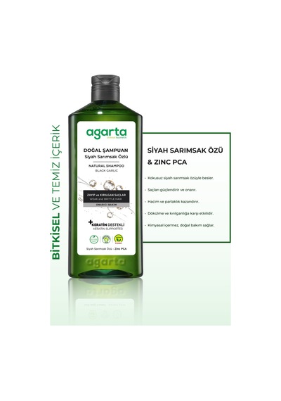 Agarta Doğal Saç Dökülmesine Karşı Siyah Sarımsaklı Şampuan 400 Ml