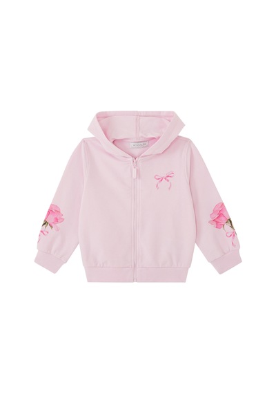 Monnalisa Çiçek Desenli Kapüşonlu Sweatshirt Pembe