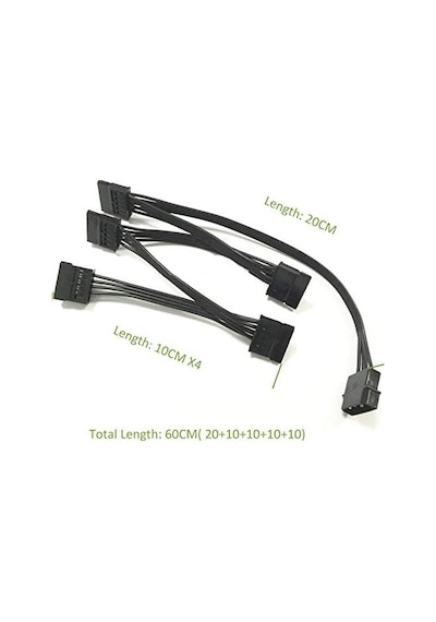 4355 Molex İde 4 Pin To 5 Port Sata Power Hdd Güç Çoklayıcı Kablosu