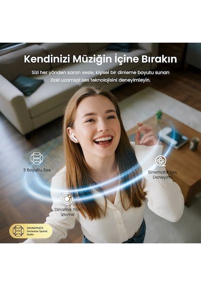 Soundpeats Air6 Hs Hi-res Ldac Enc Tws Kablosuz Bluetooth 6.0 Kulaklık Beyaz