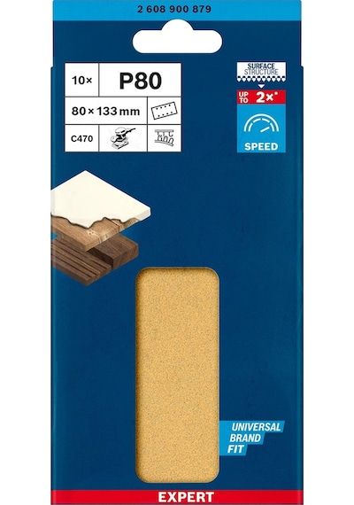 Bosch Expert C470 Zımpara Kağıdı 80x133mm 80 Kum 8 Delik 10lu