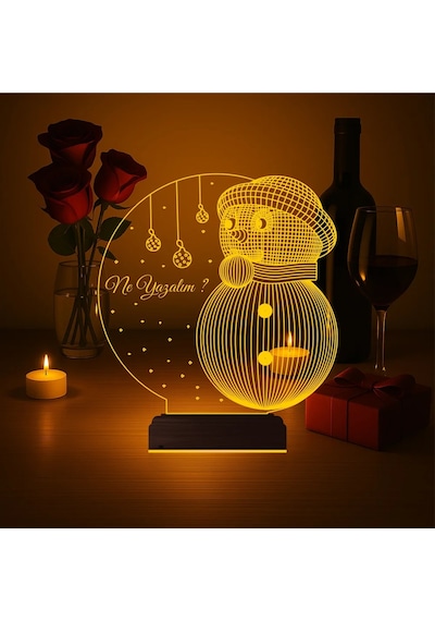 Luvivia Kardan Adam Yılbaşı Hediyesi Kişiye Özel 3d Lamba - Masa Gece Lambası V2