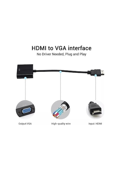 Batcell HDMI To VGA Dönüştürücü Çevirici Ekran Görüntü Aktarıcı Monitör Kablo