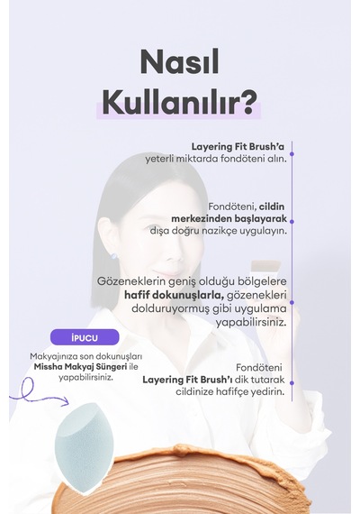 Özel Kesim Çok Fonksiyonlu Fondöten Fırçası Layering Fit Face Brush 38014389