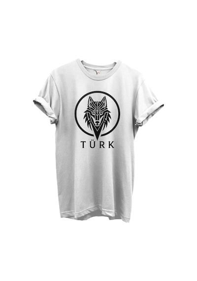 Kurt Ve Türk Özel Koleksiyon Serisi-6 Tasarım Baskılı %100 Pamuk T-shirt Beyaz