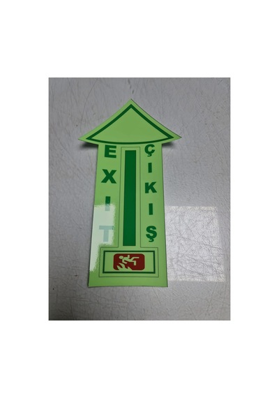 Fosforlu Yer Ok İşareti Zemin İçin Üzeri Koruyucu Laminasyonlu Yön Etiketi 29x14 Cm Yangın