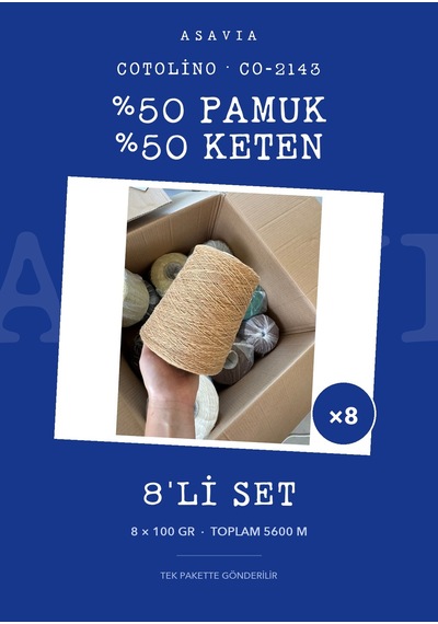 Lana Gatto Cotolino Örgü İpi 8'li Set 8 X 100 Gr %50 Pamuk %50 Keten Co-2143