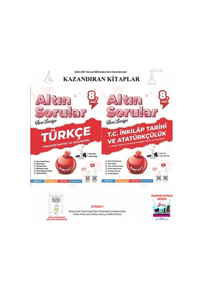 Nartest 8. Sınıf Altın Sorular Türkçe Ve İnkılap 2 Kitap Seti