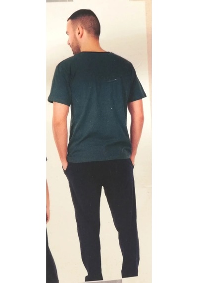 Sude Erkek Yeşil Siyah Cepli Penye Pijama Takımı Yeşil - Lacivert