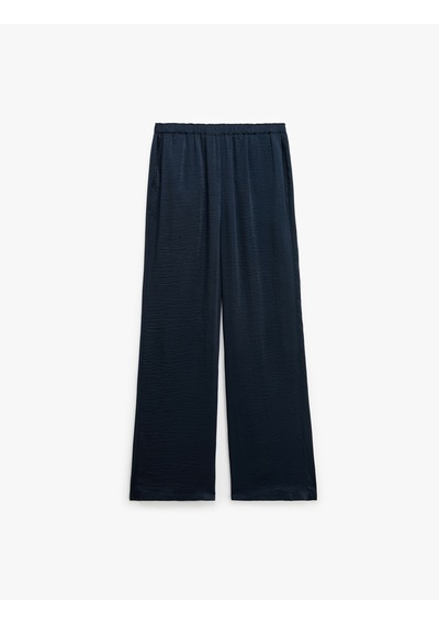 Koton Aerobin Kumaş Beli Lastikli Cepli Geniş Paça Saten Pantolon Lacivert 6sak40100pw