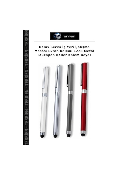 Delux Serisi İş Yeri Çalışma Masası Ekran Kalemi 1228 Metal Touchpen Roller Kalem Beyaz Çok Renkli