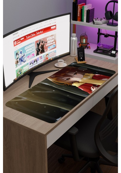 Erased Anime V4 - 90x40 Xxl Gaming Kauçuk Kaymaz Taban Mouse Pad Fare Altlığı