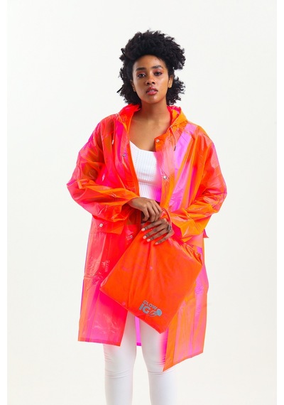 Glow Collection Neon Pembe Kadın Yağmurluk - Çantası İle 001