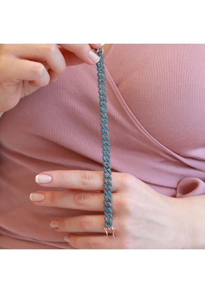 Turkuaz Taşlı Gurmet Model Gümüş Zincir Kadın Bileklik Gümüş