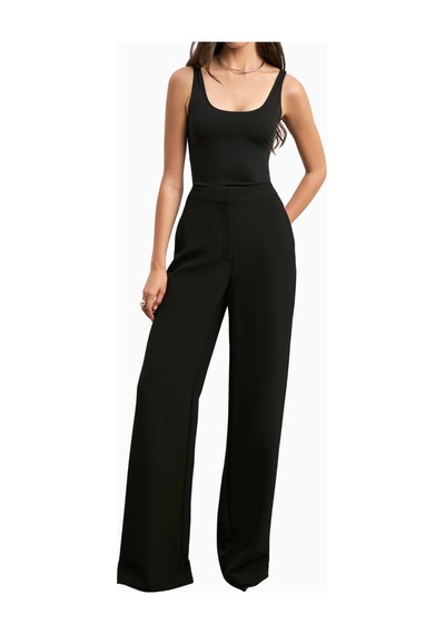 Because Of Alice Effortless Wide Leg Trousers Geniş Paça Dökümlü Kadın Pantolon Siyah