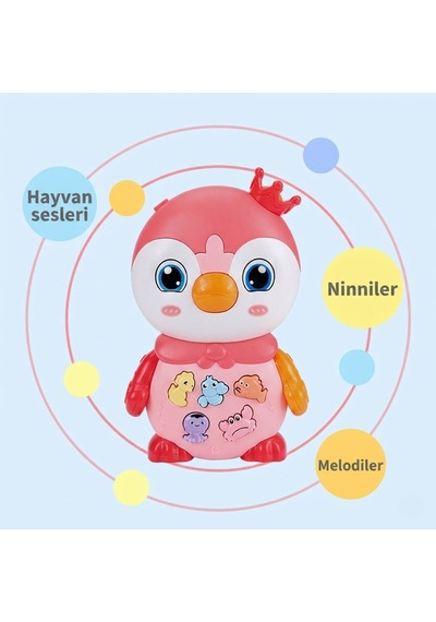 Müzikli Ve Işıklı Penguen İnteraktif Bebek Oyuncağı 10 Melodi 5 Hayvan Sesi
