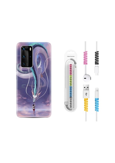 Huawei P40 Pro Kılıf Kablo Koruyuculu Kız Ve Ejderha 1742