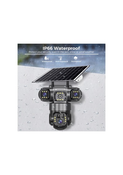 12 Mp 3 Kameralı Ultra Hd 4g Güneş Enerjili Solar 4g Simkartlı Akıllı Güvenlik Kamerası