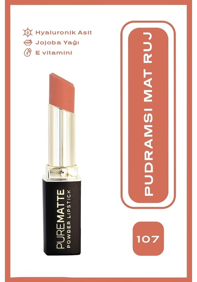 Pure Matte Powder Lipstick No: 107 - Nemlendirici Pudramsı Mat Ruj Çok Renkli
