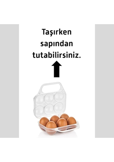 Saplı 6'li Yumurta Taşıma Kutusu, Plastik Buzdolabı İçin Yumurtalık Pikniklik Pratik Yumurta Taşıma Kabı Şef Diğer
