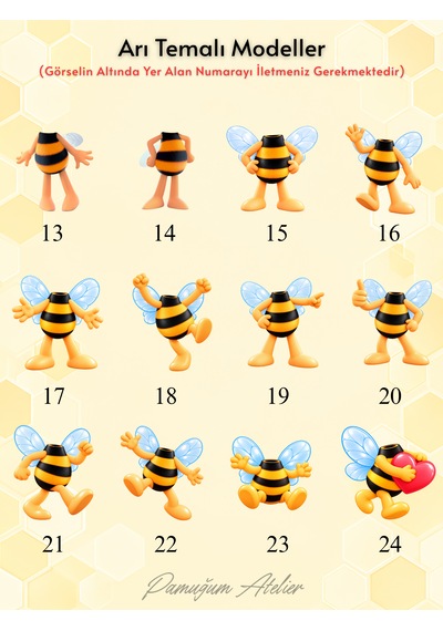 Pamuğum Atelier 12 Adet Kişiye Özel Fotoğraflı Arı Temalı Cupcake Süsü Bebek, Çocuk Doğum Günü Pasta Süsü