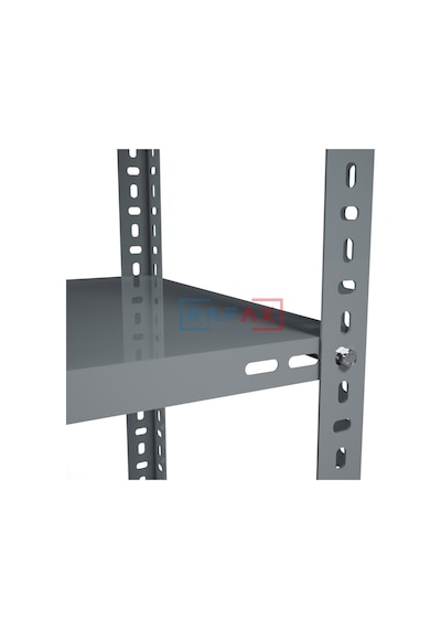 Rafax, 40x90xH:250, 5 Raflı Çelik Raf, Depo Rafı, Arşiv Rafı Gri
