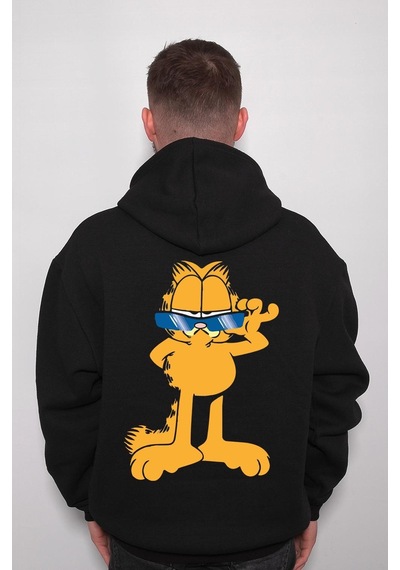 Garfield Cat Gözlüklü Kedi Hippi Sweatshirt Unisex Kapüşonlu Hoodie 001