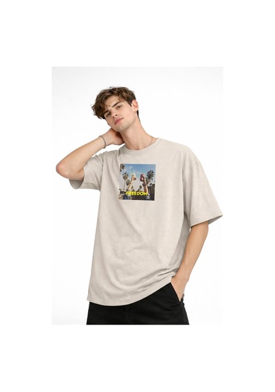 Alemdarshop Freedom - Oversize Erkek Tişört Bej