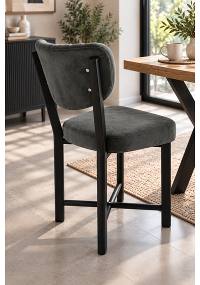Sulorahome Kumaş Metal Modern Mutfak Sandalyesi Antrasit