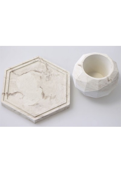 Yapay Çiçek Deposu Handmade Beton Saksı 2li Set 7 Cm Model-14 Taş Rengi