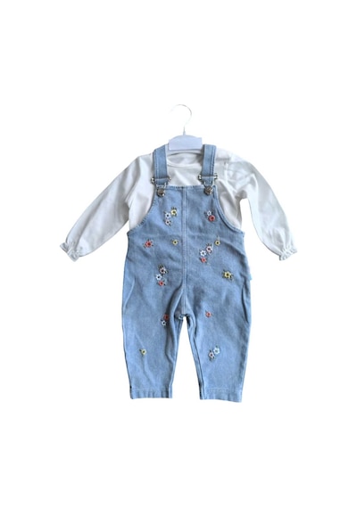 Baby Buu Laura Baby Kız Bebek/çocuk Çiçekli Salopet Tulum Mavi Mavi