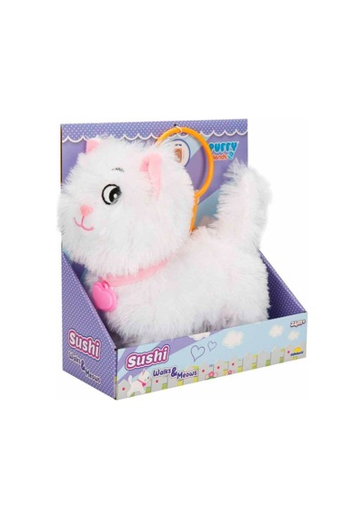 Peluş Sevimli Kedi Sushi Hareketli Sesli Beyaz Renk Çok Renkli